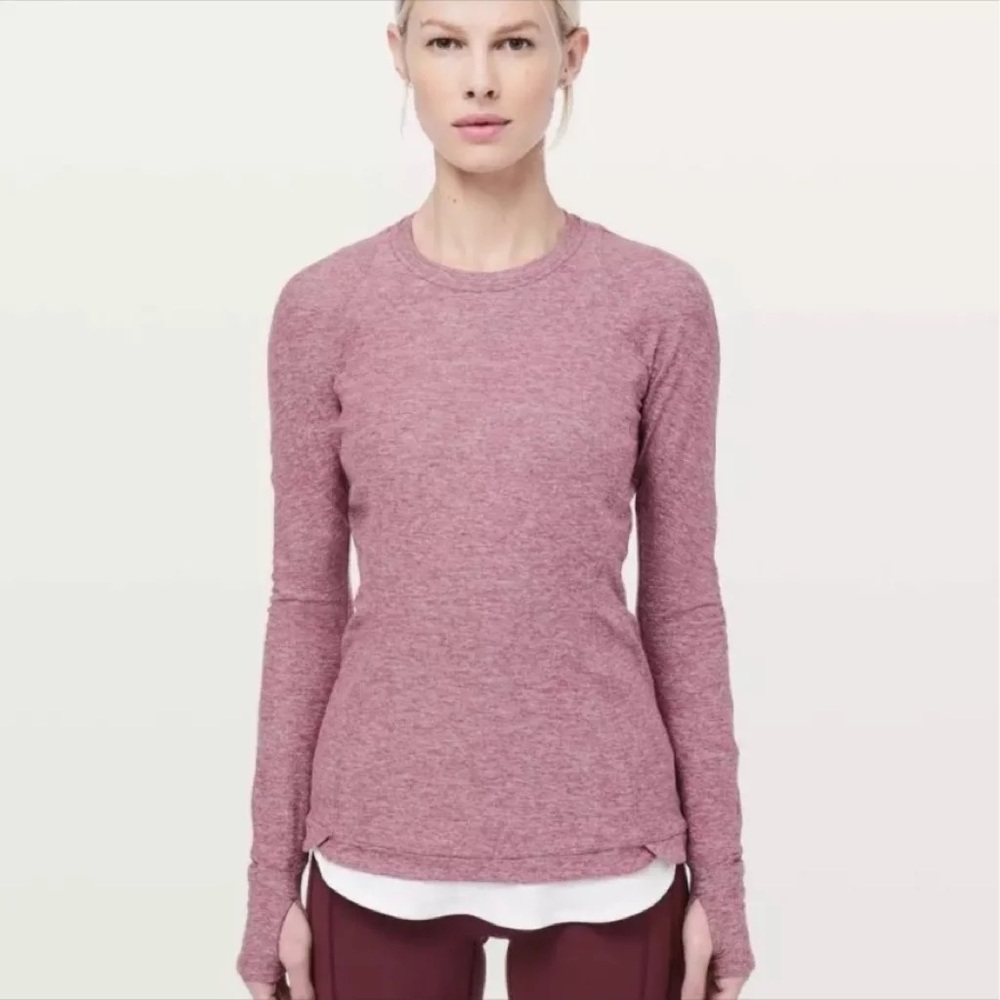 lululemon it’s rulu run long sleeve shirt misty merlot crewneck